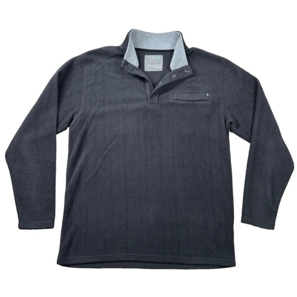 Free‎ Fly Jacket Mens L Fleece 1/4 Snap-T Pocket Black Layer Pullover Sweater